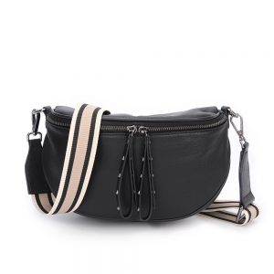 Obsessed Black/Gunmetal Beige Stripe Strap