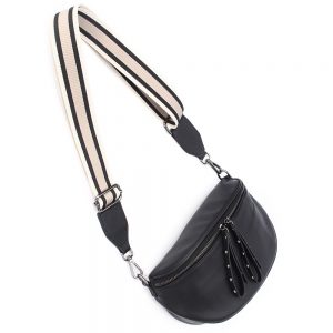 Obsessed Black/Gunmetal Beige Stripe Strap