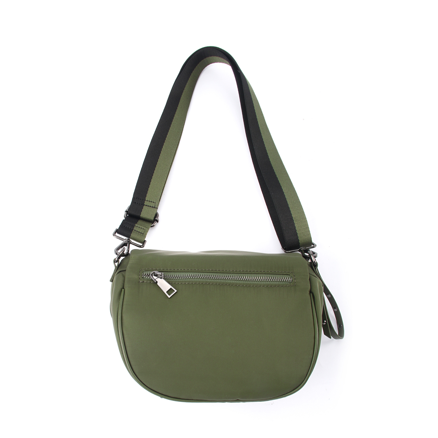 Obsessed NYLON Khaki/Gunmetal Crossbody Bag