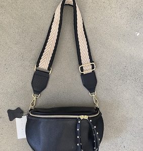 Black/Gold Obsessed Crossbody bag with Woven Strap