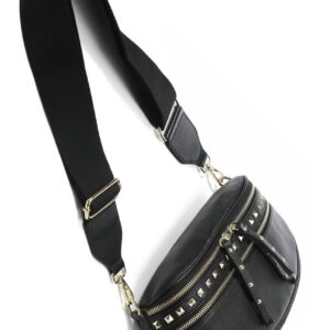 Black/Gold Obsessed Stud Bag Plain Strap