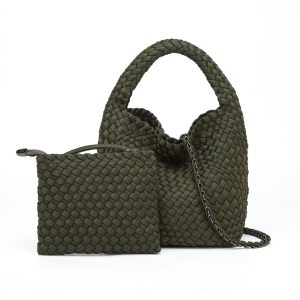 The Neoprene Bag Medium Khaki/Gunmetal