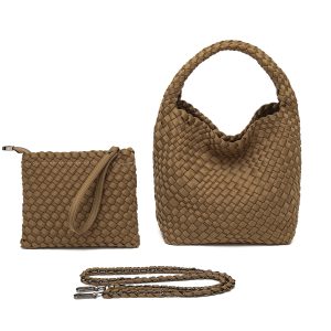 The Neoprene Bag Medium Latte/Gunmetal