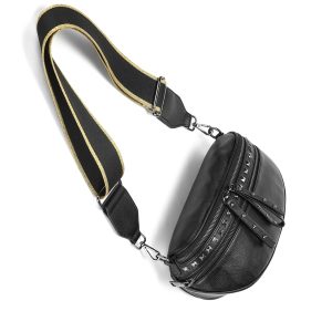 Obsessed STUD Black/Gunmetal Bag with Black/Gold Strap