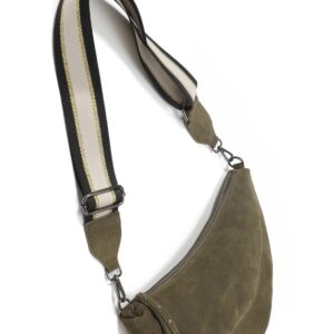 Crescent Bag Suede Olive/Gunmetal