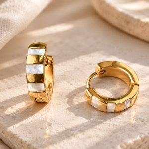 Cleo Mother of Pearl / Gold Huggie